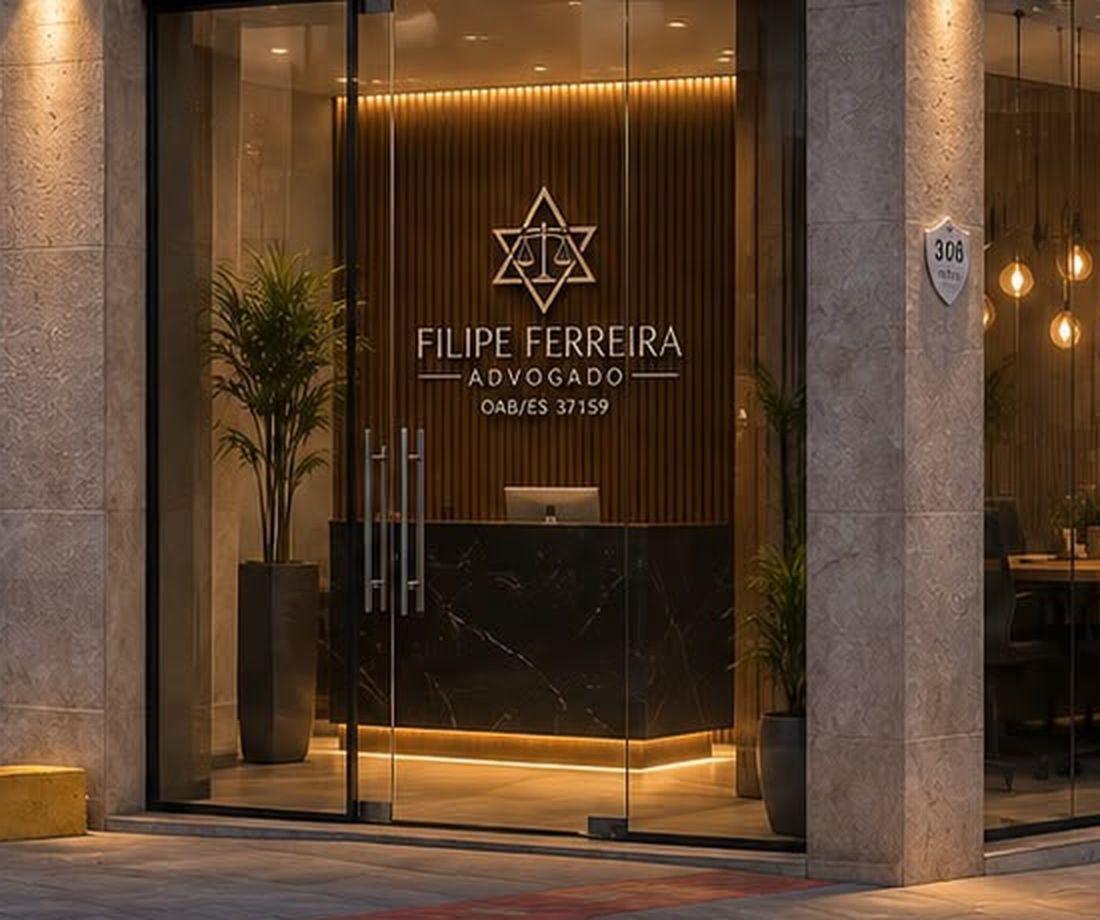 Fachada e recepção do escritório, em Linhares/ES